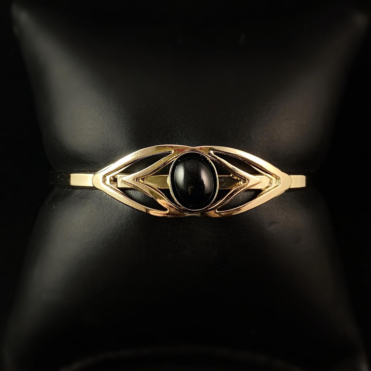 Lightweight Handmade Geometric Aluminum Bracelet, Black and Gold Eye