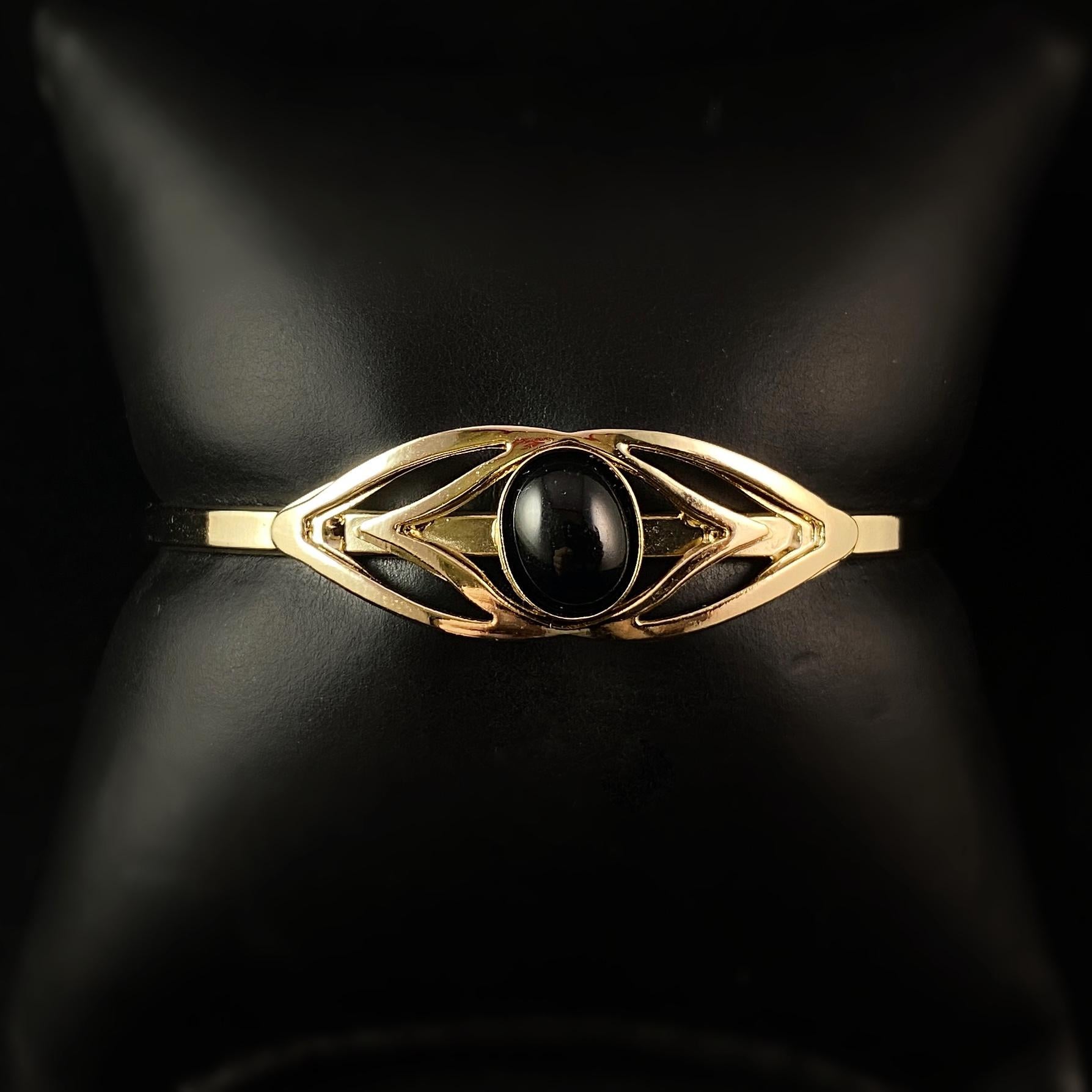 Lightweight Handmade Geometric Aluminum Bracelet, Black and Gold Eye