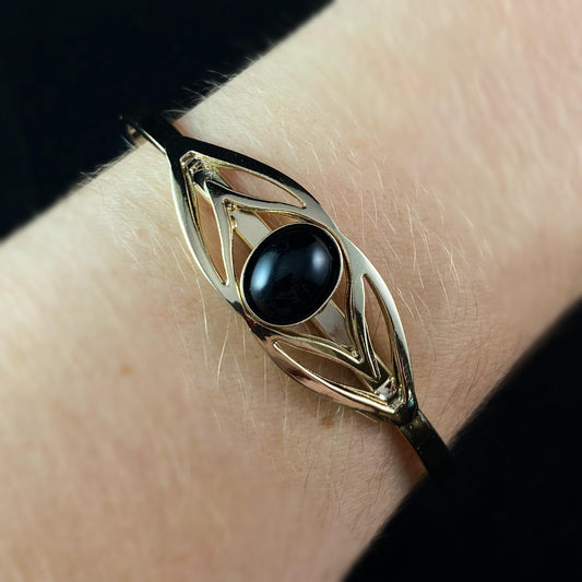 Lightweight Handmade Geometric Aluminum Bracelet, Black and Gold Eye