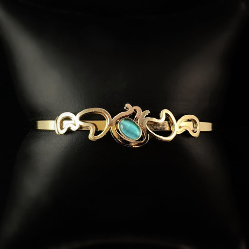 Lightweight Handmade Geometric Aluminum Bracelet, Gold and Blue Confetti