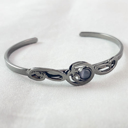 Lightweight Handmade Geometric Aluminum Bracelet, Gunmetal and Gray Swirl