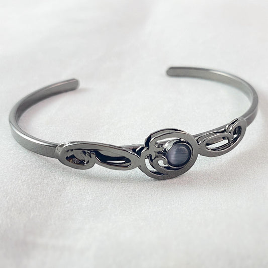 Lightweight Handmade Geometric Aluminum Bracelet, Gunmetal and Gray Swirl