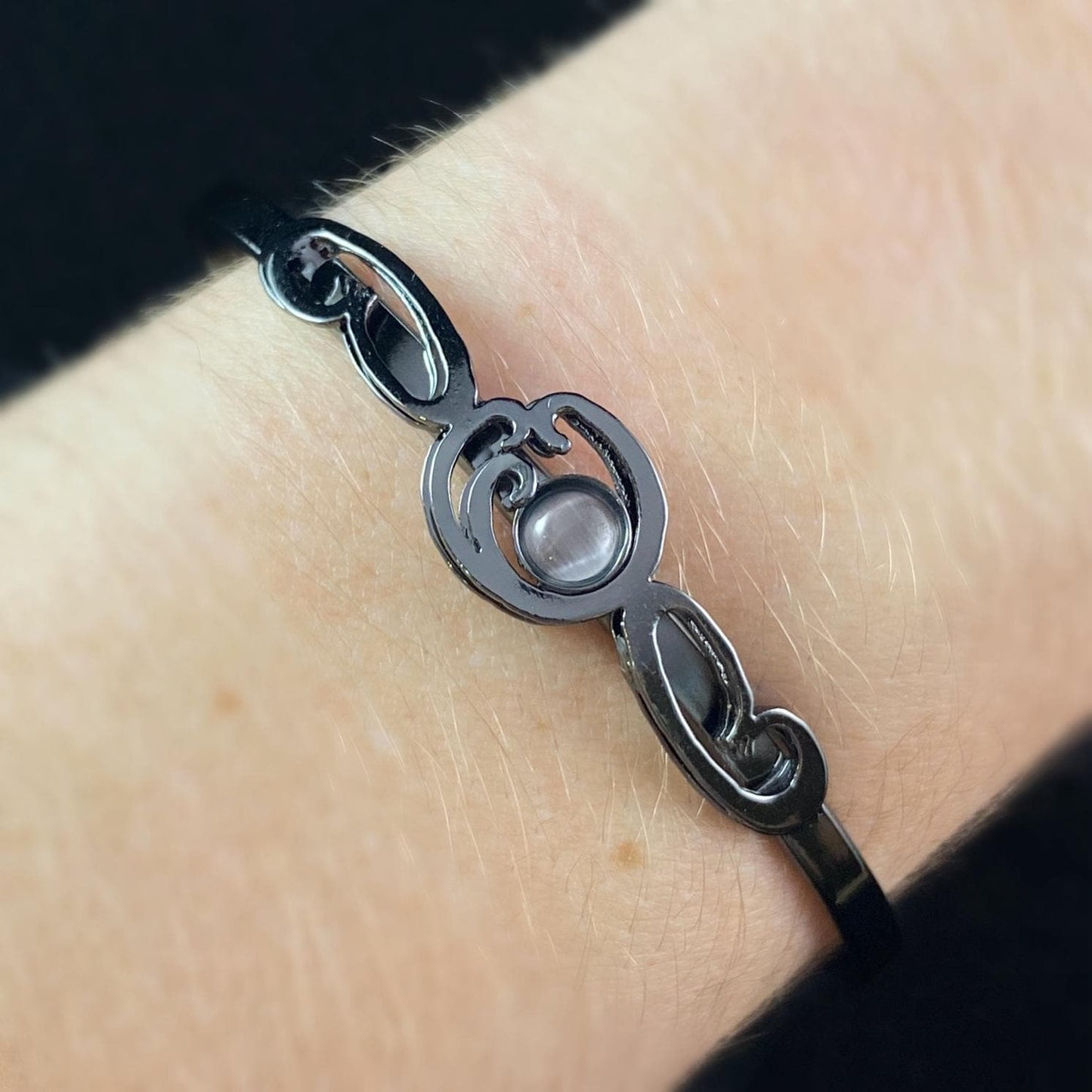 Lightweight Handmade Geometric Aluminum Bracelet, Gunmetal and Gray Swirl
