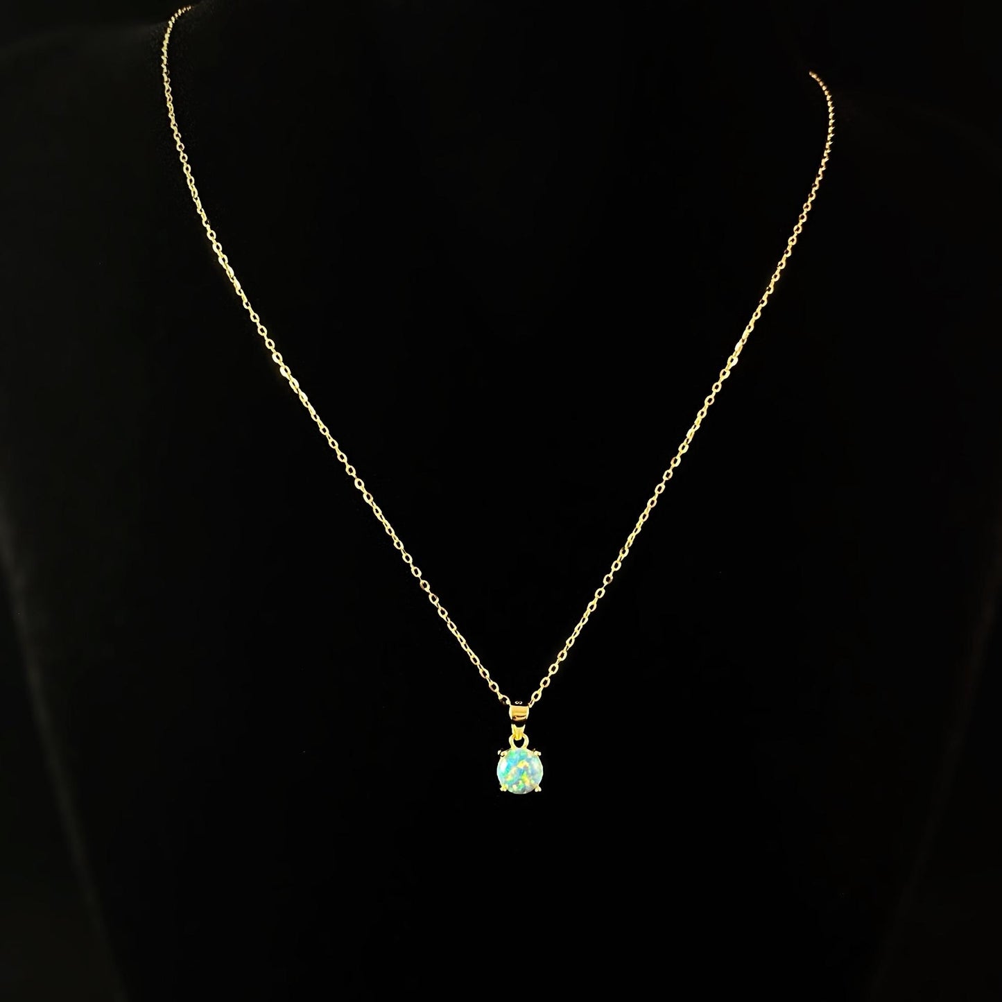 Round Green Opal Pendant Necklace, Made in USA - Peri