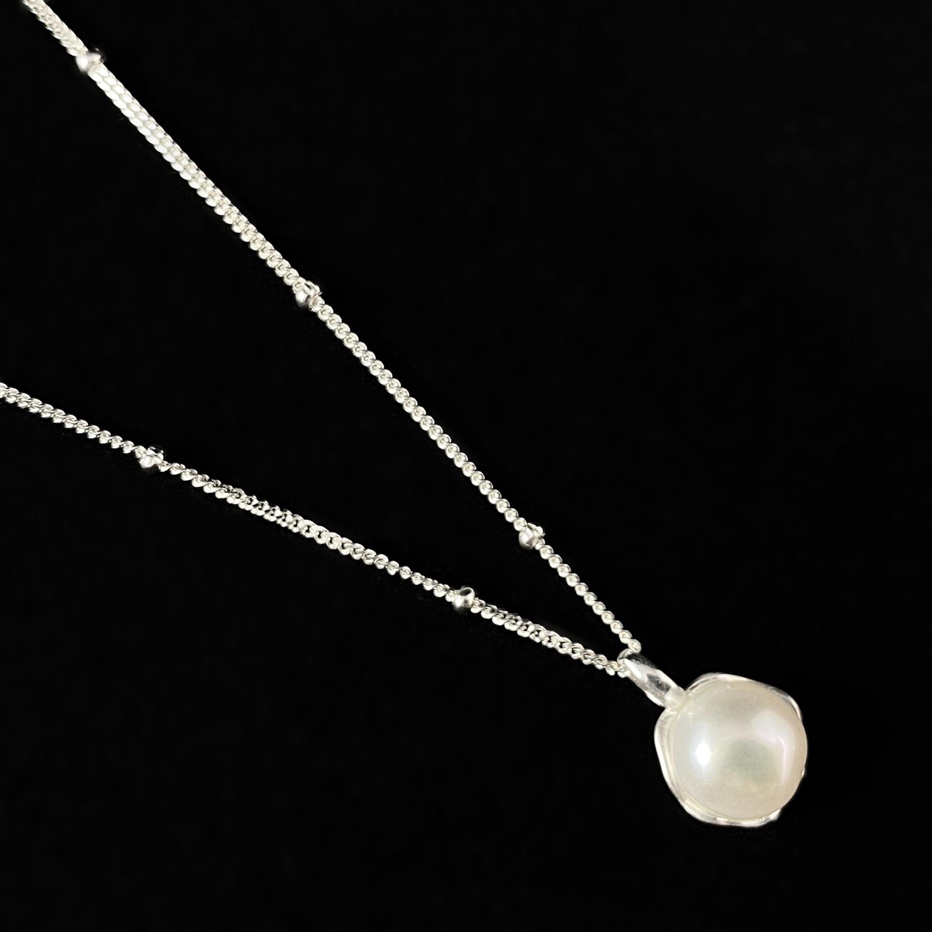 Dainty Freshwater Pearl Pendant Necklace, Made in USA - Peri