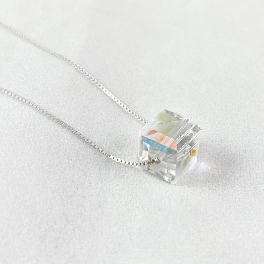 Sugar Cube Crystal Pendant Necklace, Made in USA - Peri
