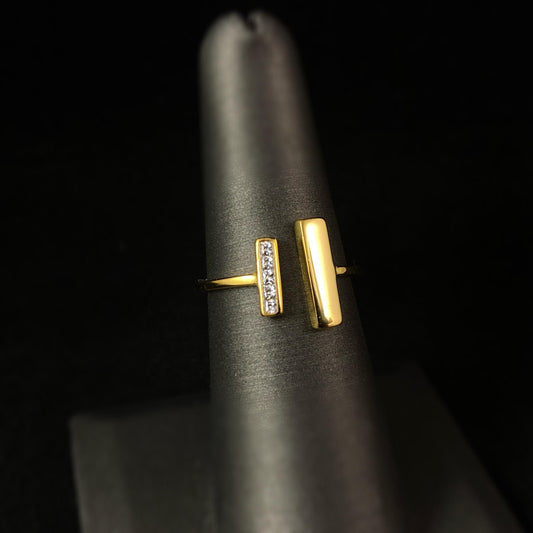 Gold and Clear Crystal Ring, Made in USA - Peri