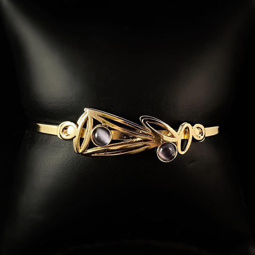 Lightweight Handmade Geometric Aluminum Bracelet, Gold and Purple Bloom