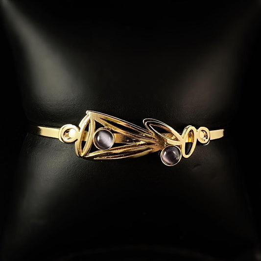 Lightweight Handmade Geometric Aluminum Bracelet, Gold and Purple Bloom