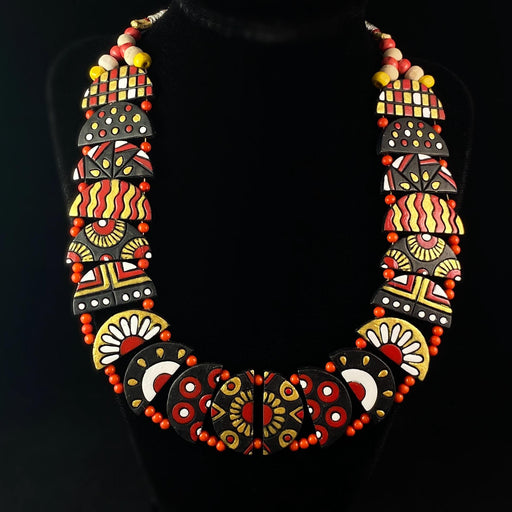 Handmade Vibrant Half Moon Clay Necklace