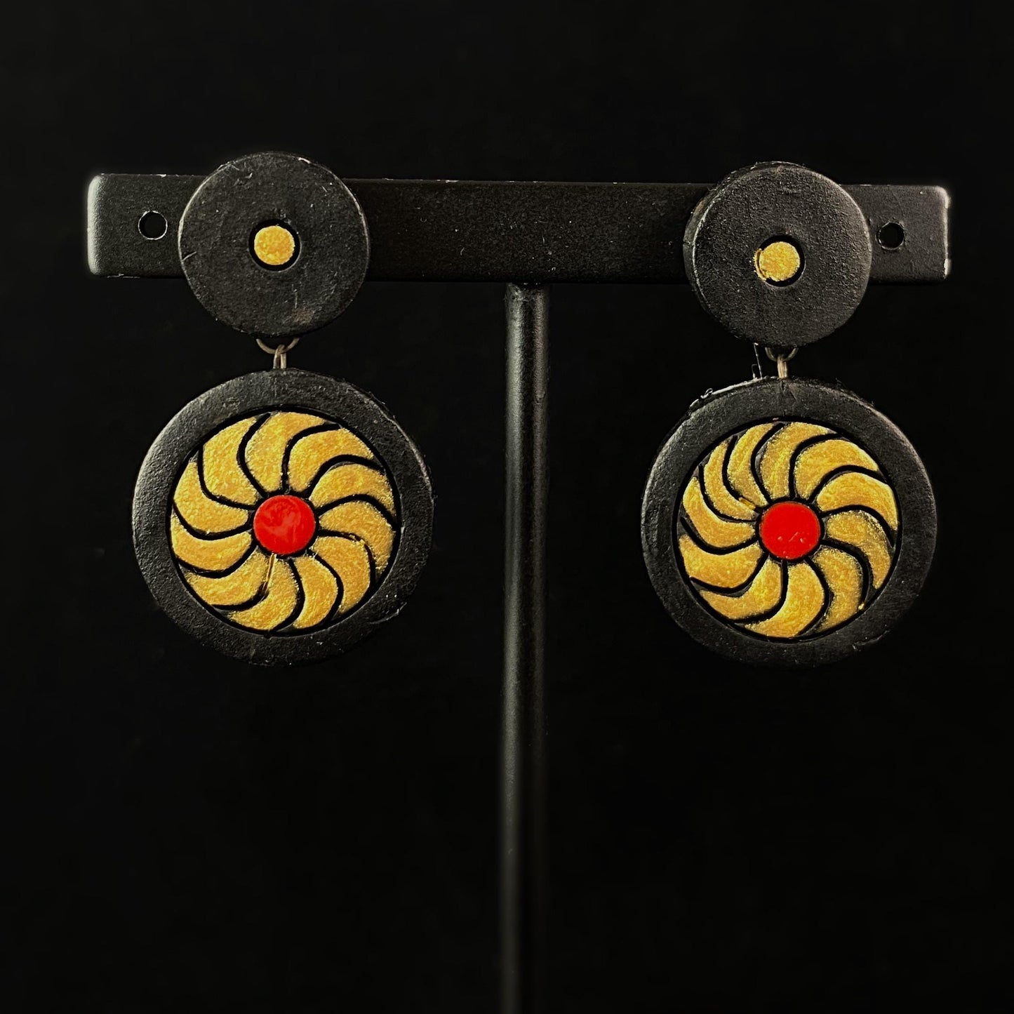Handmade Vibrant Sunburst Clay Earrings