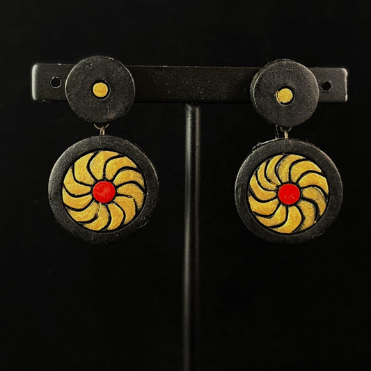 Handmade Vibrant Sunburst Clay Earrings