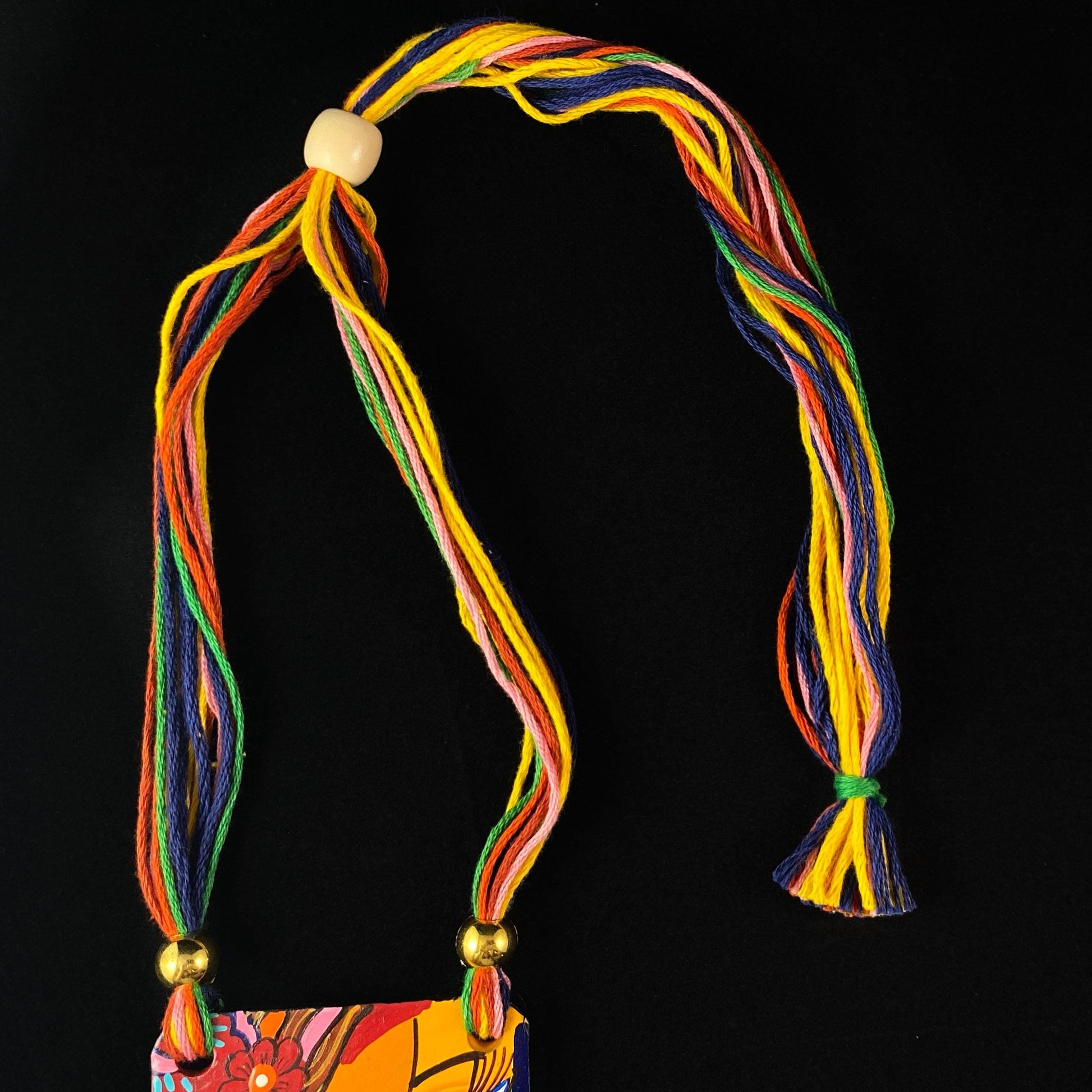 Handmade Vibrant Face and Heart Clay Necklace