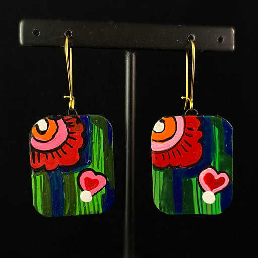 Handmade Vibrant Heart Clay Earrings