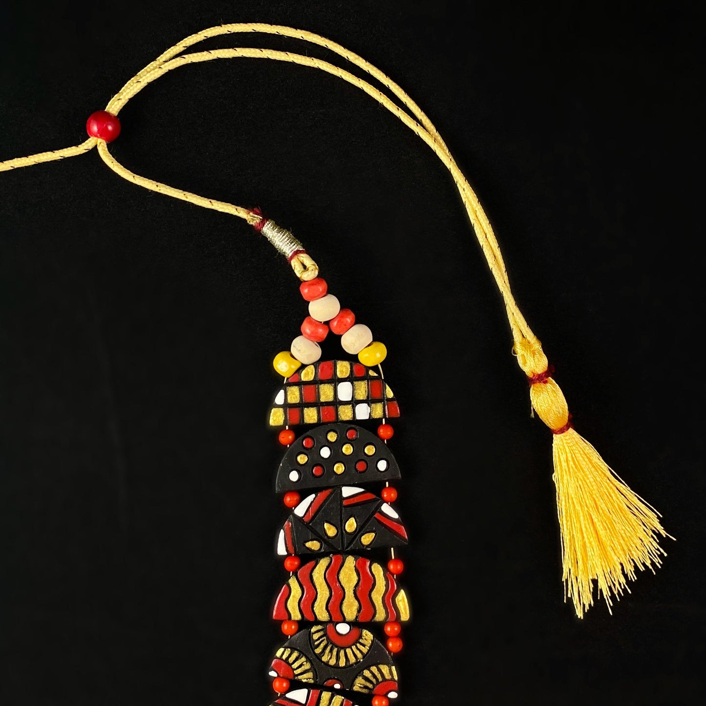 Handmade Vibrant Half Moon Clay Necklace