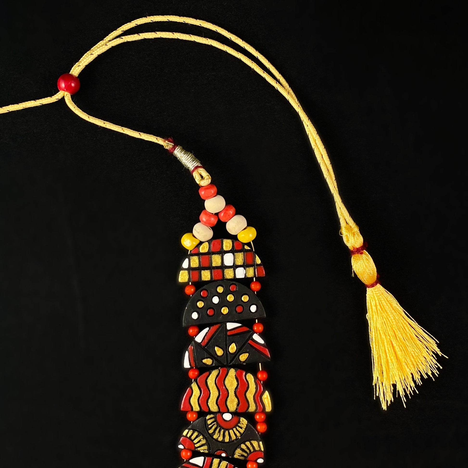 Handmade Vibrant Half Moon Clay Necklace
