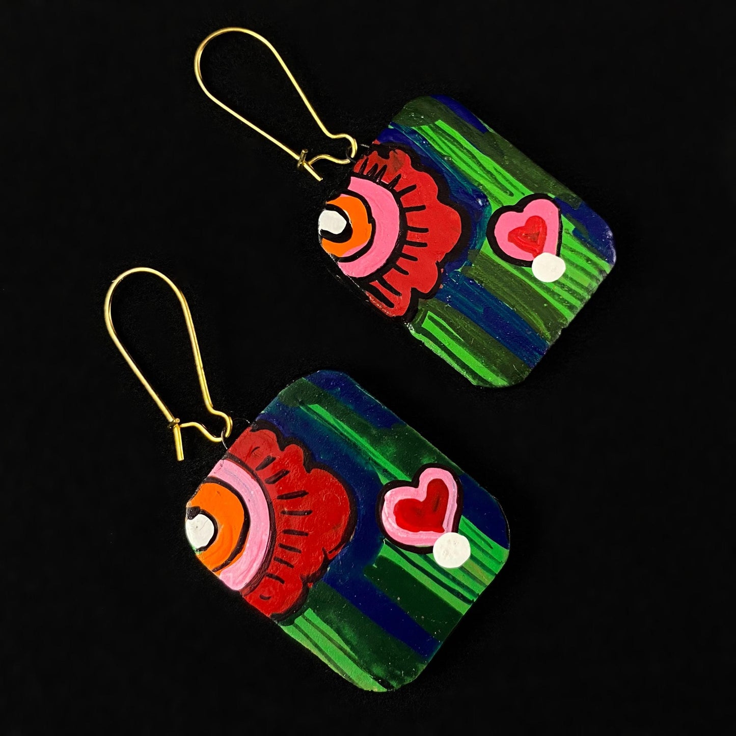 Handmade Vibrant Heart Clay Earrings