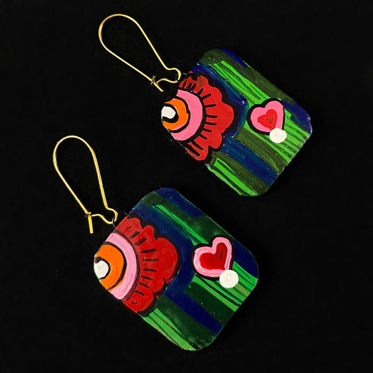 Handmade Vibrant Heart Clay Earrings
