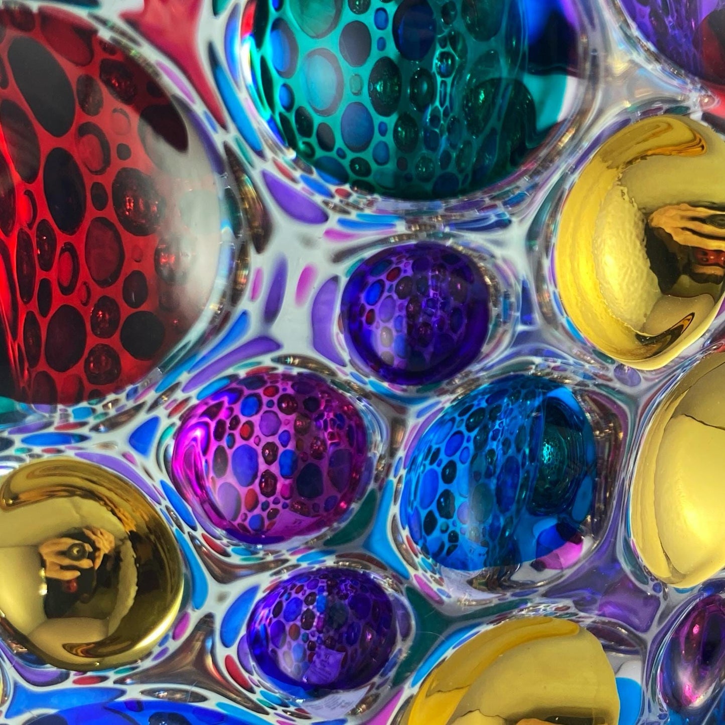 Large Multicolor and Gold Kaleidoscope Venetian Glass Vase - Handmade in Italy, Colorful Murano Glass Vase
