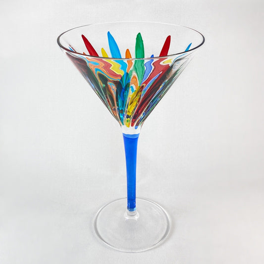 Incantos Blue Stem Venetian Martini Glass - Handmade in Italy, Colorful Murano Glass