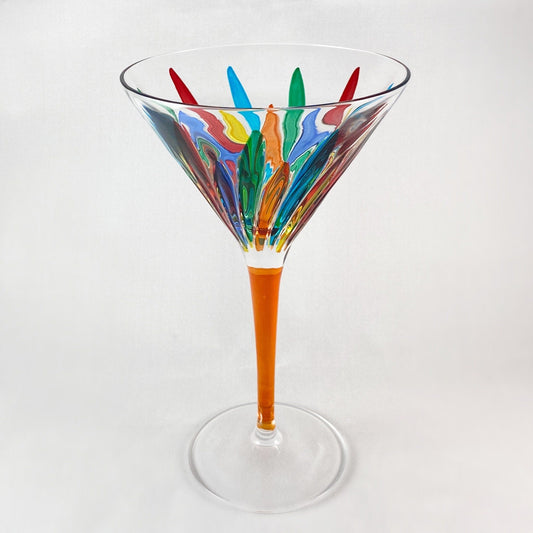 Orange Stem Venetian Martini Glass - Handmade in Italy, Colorful Murano Glass