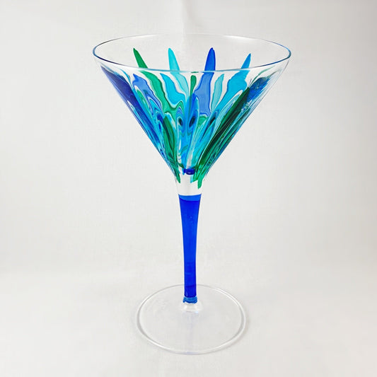 Incanto SD Blue Stem Venetian Martini Glass - Handmade in Italy, Colorful Murano Glass