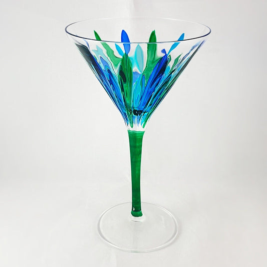 Incanto SD Green Stem Venetian Martini Glass - Handmade in Italy, Colorful Murano Glass