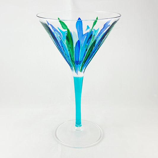 Incanto SD Light Blue Stem Venetian Martini Glass - Handmade in Italy, Colorful Murano Glass