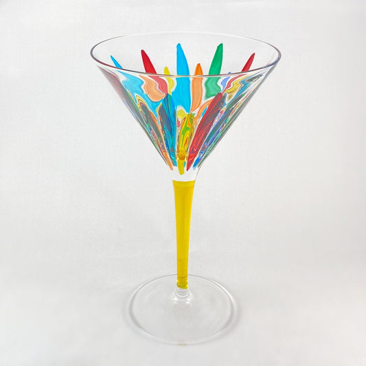 Incantos Yellow Stem Venetian Martini Glass - Handmade in Italy, Colorful Murano Glass