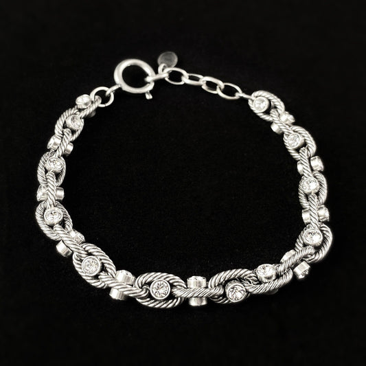 Intricate Braided Chain Bracelet with Swarovski Crystal Detailing - La Vie Parisienne by Catherine Popesco