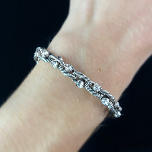 Intricate Braided Chain Bracelet with Swarovski Crystal Detailing - La Vie Parisienne by Catherine Popesco