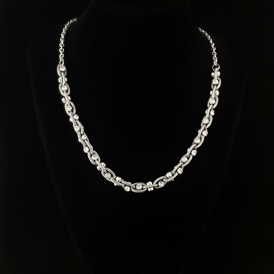 Intricate Chain Necklace with Small Swarovski Crystal Detailing - La Vie Parisienne by Catherine Popesco