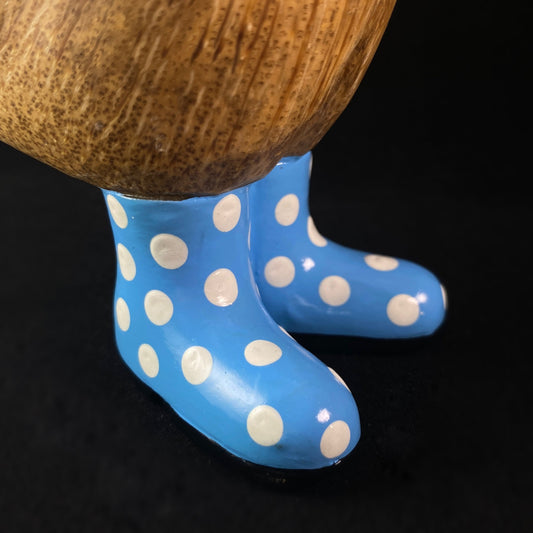 Jamie - Hand-carved and Hand-painted Bamboo Duck with Polka