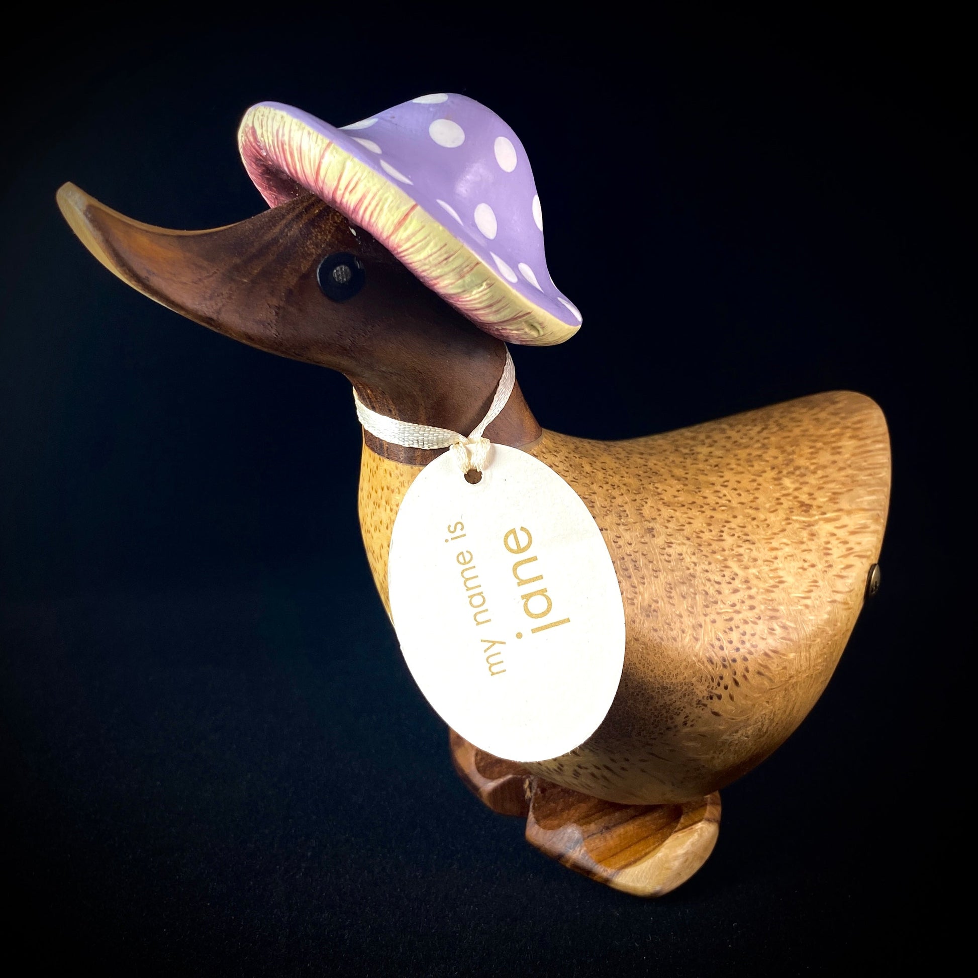 Jane- Hand-carved and Hand-painted Bamboo Duck