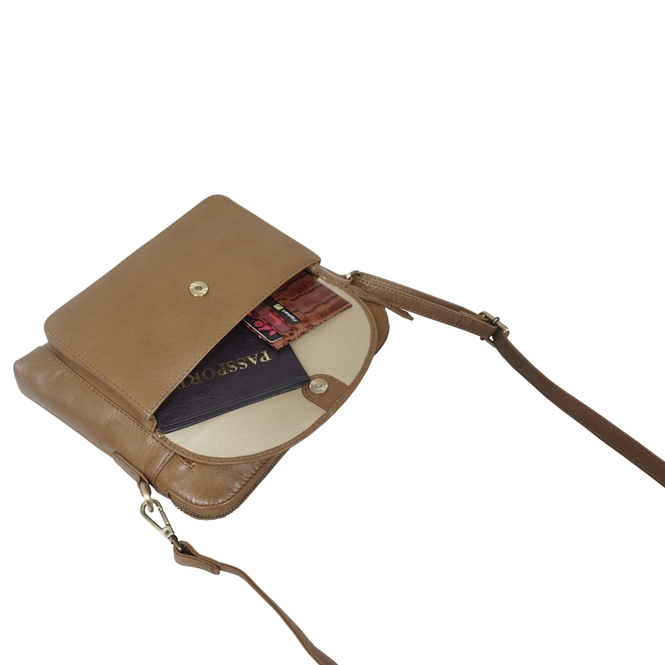 Jean Tan Vegetable Tanned Real Leather Crossbody Bag