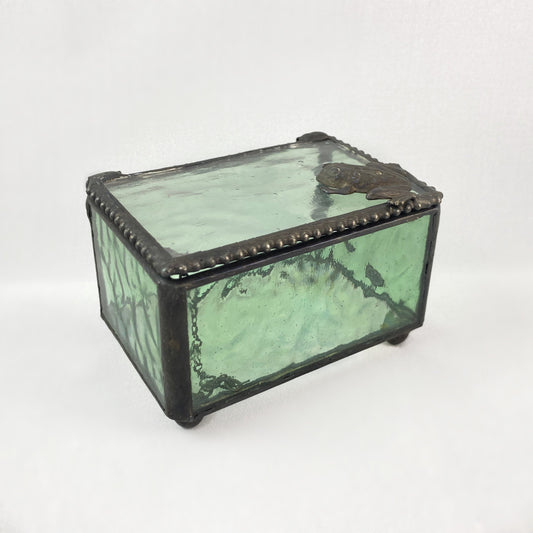 Jewelry Box with Frog Filigree - Sage Green Keepsake box
