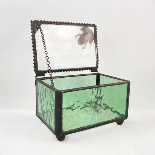 Jewelry Box with Frog Filigree - Sage Green Keepsake box