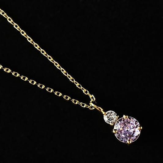 June Birthstone Necklace Light Amethyst - Classic Gold