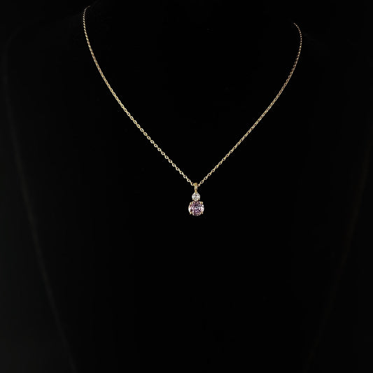 June Birthstone Necklace Light Amethyst - Classic Gold