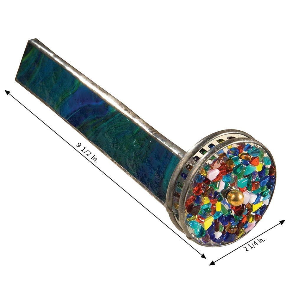 9.5 Inch Blue/Green Opal Glass Double Wheel Kaleidoscope