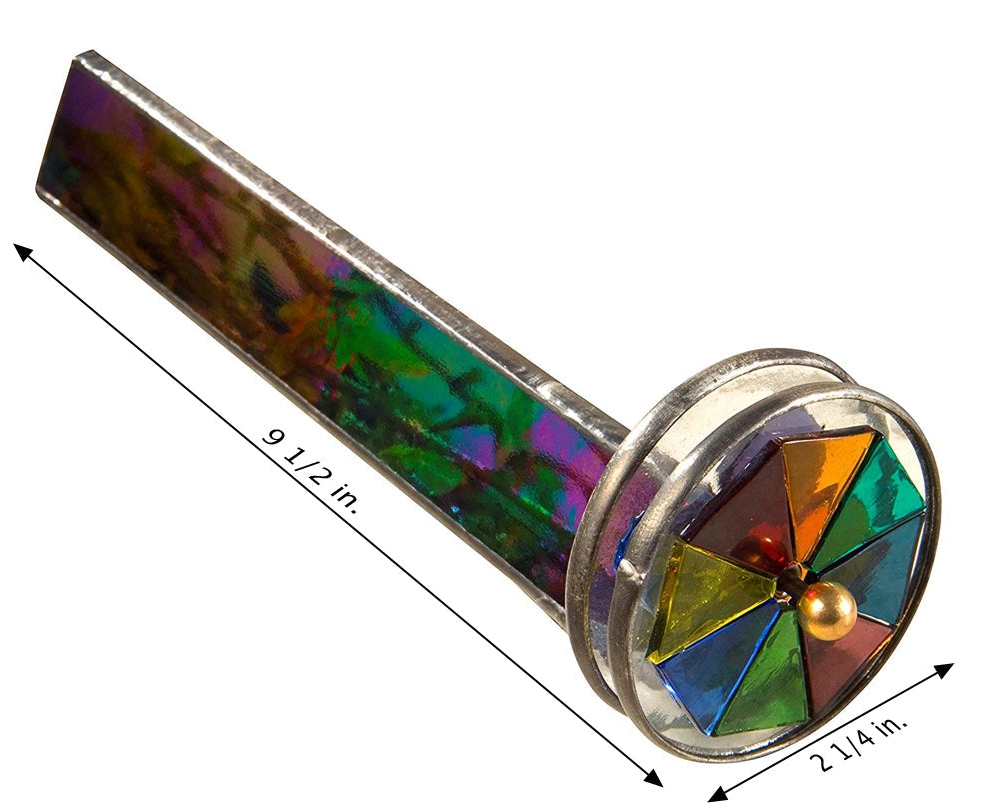 9.5 Inch Black Iridescent Stained Glass Double Wheel Kaleidoscope