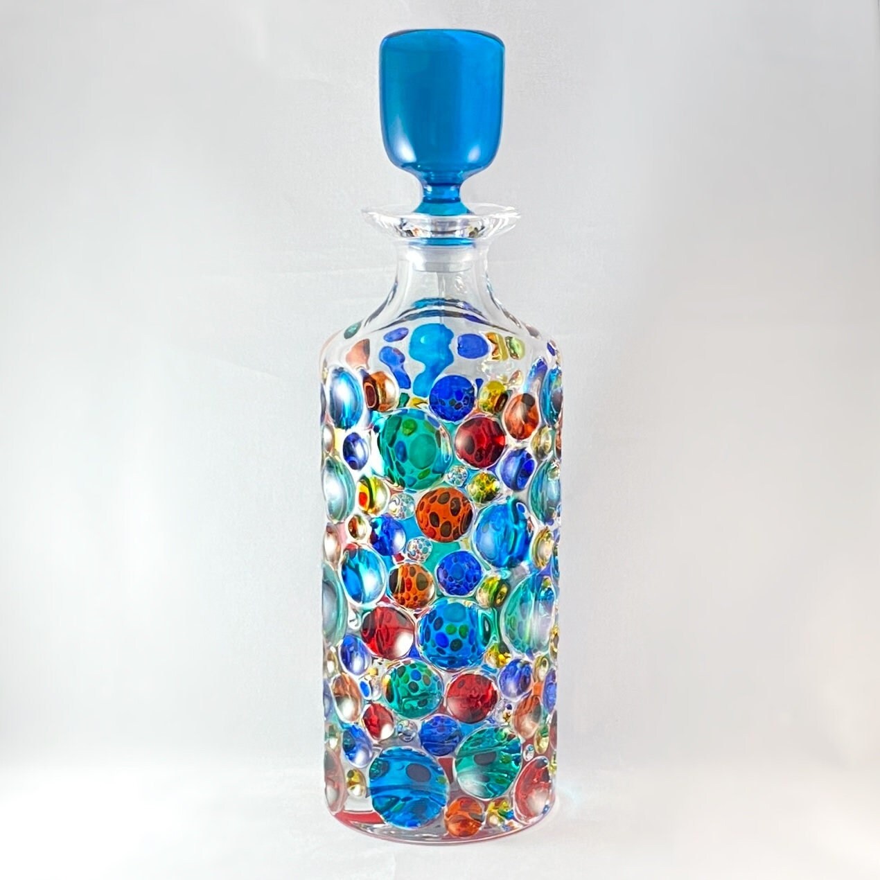 Kaleidoscope Whiskey Decanter, Venetian Glass Whiskey Decanter  - Handmade in Italy, Colorful Murano Glass