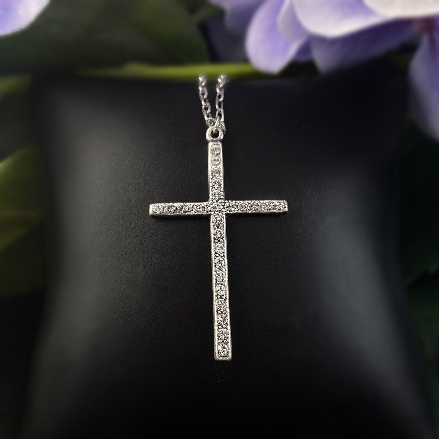 La Vie Parisienne by Catherine Popesco - Silver Cross Necklace with Swarovski crystals