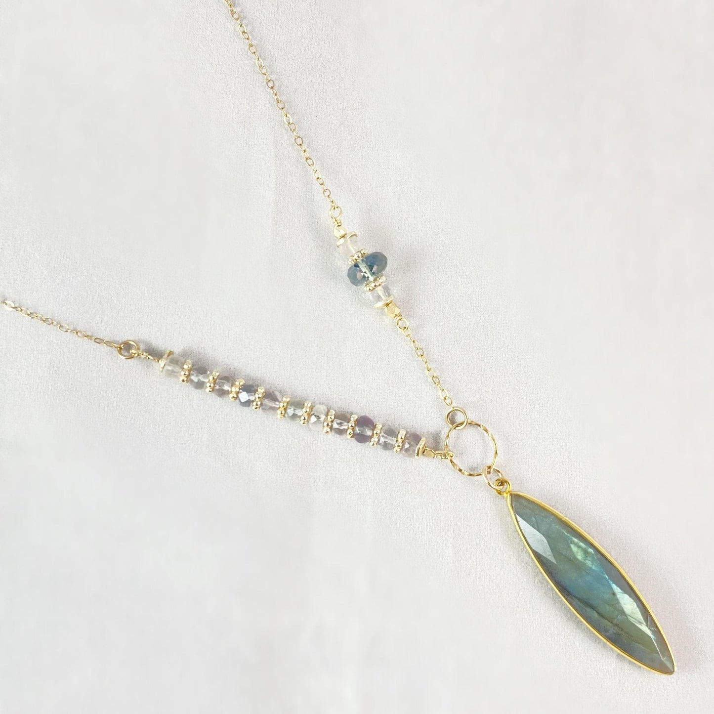 Labradorite, Aquamarine, Alexandrite, and Topaz Necklace, Handmade in USA - Avaasi