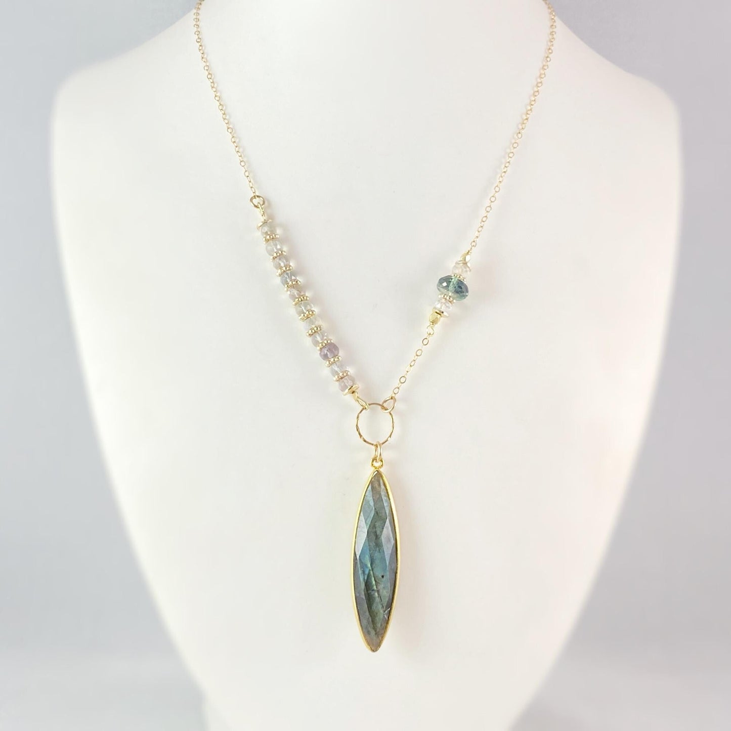 Labradorite, Aquamarine, Alexandrite, and Topaz Necklace, Handmade in USA - Avaasi