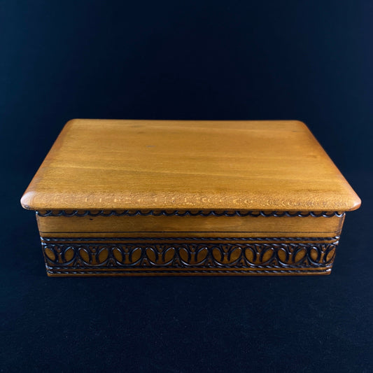 Lace Patterned Jewelry Box, Handmade Hinged Wooden Treasure Box