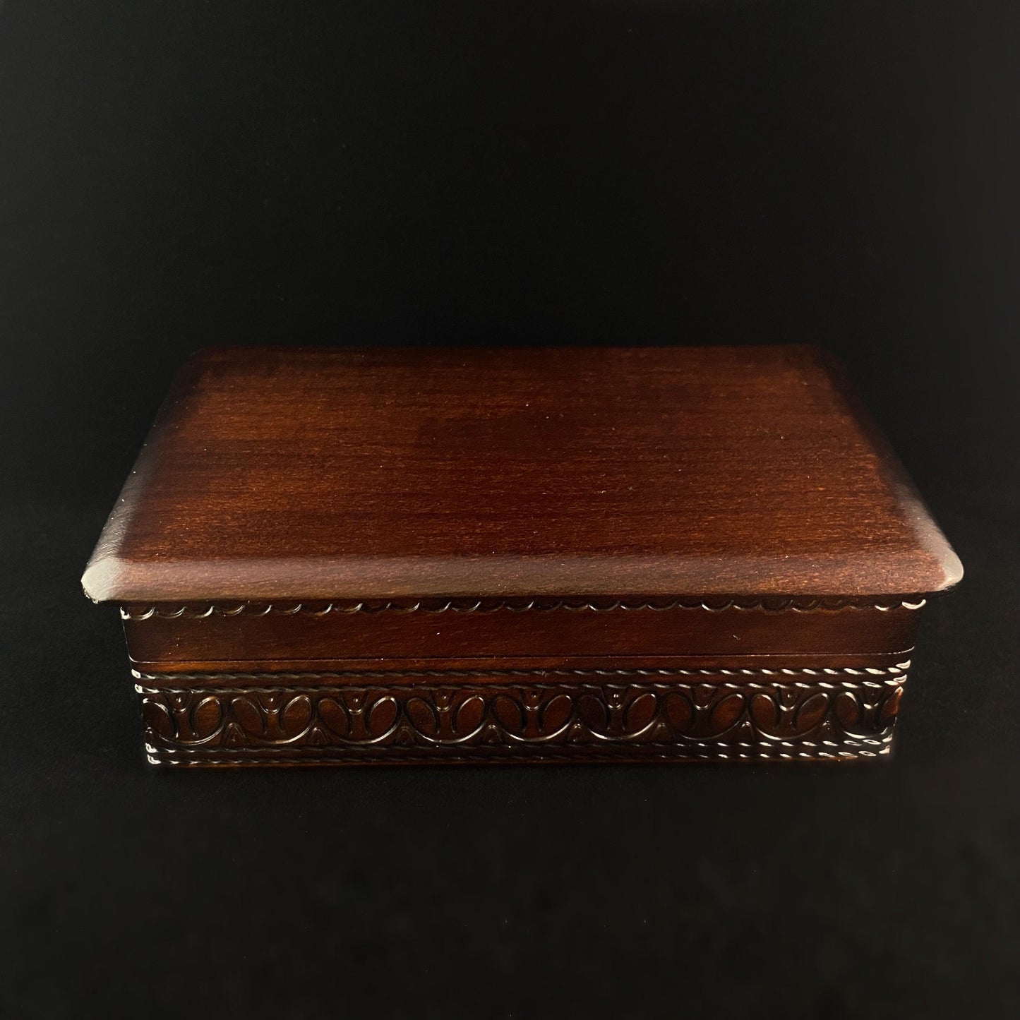 Lace Patterned Jewelry Box, Handmade Hinged Wooden Treasure Box