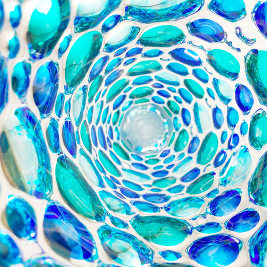Large Blue/Green Kaleidoscope Venetian Glass Vase - Handmade in Italy, Colorful Murano Glass Vase