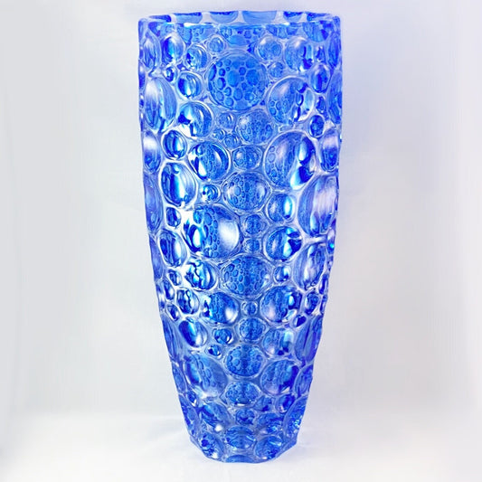 Large Blue Kaleidoscope Venetian Glass Vase - Handmade in Italy, Colorful Murano Glass Vase