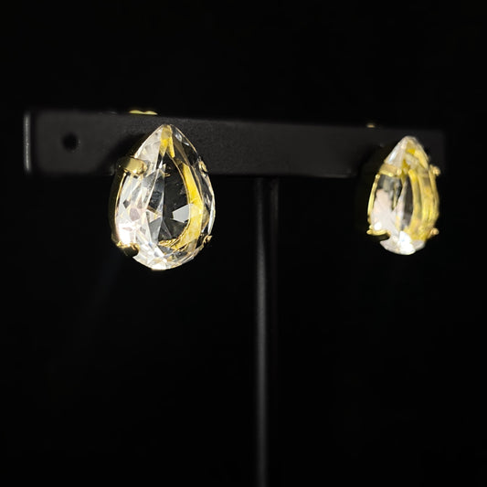 Large Clear Pear Cut Crystal Stud Earrings Eileen - Sorrelli